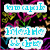 Animated icon with shifting text elements over a dark, colorful abstract background of pink and green shapes.