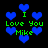Pixelated blue hearts float around green text reading "I Love You Mike" on a black background.
