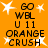 Orange background with white starbursts and black pixelated text reading 'GO WBL U 11 ORANGE CRUSH' in two vertical