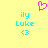 Yellow background with cyan text 'ily Luke <3' and a pink pixelated heart above the left instance of the text.