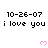Pixelated text and pink hearts repeat across a white background with partial gray overlay at bottom right.