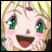 Pixelated anime-style character with blonde hair, green eyes, and pink cheeks smiling widely with open mouth, next to text 'AnimeIM' and 'com' on black background.