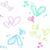 Pixelated heart-shaped and abstract icons in pastel shades of pink, purple, green, blue, and yellow on a white background.