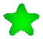 Two green star-shaped icons with pixelated edges displayed side-by-side on a gray background.