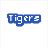 Pixelated text phrases in various colors arranged in a with two white tigers on the bottom right