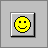 Yellow pixelated smiley face icon with black outline, alternating between closed eyes and open eyes expressions in a of five icons