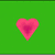 Green background with pink heart icons and pixelated text reading "i cant" and "i cant help falling for you" in various arrangements.