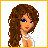 Pixel art contact sheet showing three frames of a female character in white dress with orange accents, accompanied by text phrases and decorative borders.