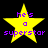 Four yellow star icons with purple text 'he's a superstar' on black background, arranged in two of two