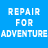 Animated robot head with teal crest and brown ears against blue sky, displaying 'REPAIR FOR ADVENTURE' text on blue and 'Robots' logo on yellow