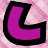 Purple block letters spelling 'LAURA' with a heart symbol, on a pink checkered background.