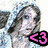 A pixelated image of a person with long hair, featuring two distinct text overlays: one pink '<3' symbol and another black 'u make me feel' text block.