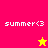 Pixelated icon with 'summer<3' text on four colored quadrants and a star symbol changing color between frames.