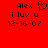Red background with black pixelated text and a heart symbol; left side shows 'Alex i luv u 12-16-07' plus a heart, right side lacks the heart.