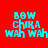 Red background with cyan text 'BOW CHIKA WAH WAH' and green rectangular bars in different positions across four views.