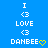 Blue background displays white text and pixelated symbols arranged vertically with a yellow heart symbol at the bottom right.