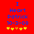 Red background with blue text reading "I Heart Patrick 10-3-08" and five yellow/orange star-like symbols below, two versions of the same design side-by-side.
