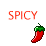 Pixelated red chili pepper with green stem under 'SPICY' text, displayed in a of six identical static images