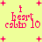 Yellow background with pink pixelated text reading "i heart cabto lo" and scattered pink plus signs, with subtle text distortion in lower frames.