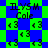 A static digital image with a green and blue checkered background, displaying repeated text elements including 'ILYSM', 'Cole', and '<3' symbols.