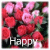 Animated sequence of four showing red and pink roses with text overlays reading Happy, Valentines, Day
