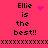 A pink background displays 'Ellie is the best!!' in black text with a heart symbol, which changes to a pink starburst, then to a pink dot cluster, and back to the heart.