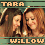 Animated buddy icon featuring two women with long brown hair, one smiling and looking down while the other smiles and looks right, text labels 'TARA' and 'WILLOW' appear above and below.