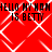 Red background with white diamond lattice pattern and repeated black text "HELLO MY NAME IS BETTY" in pixelated font.