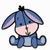 Blue cartoon donkey with pink inner ears sits facing forward, then text "SO cute!" appears over its body.