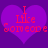 Two identical purple heart-shaped icons with red pixelated text reading "I Like Someone" on a solid purple background.