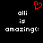 Red pixelated heart symbol above white text reading 'alli is amazing:' on black background, duplicated side-by-side.