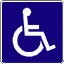 Blue square with white wheelchair symbol on left; green background with "Original Icons .com" text in bright green cursive font on right.