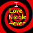 Four identical circular red-and-black spiral icons with yellow text reading "I Love Nicole Fever" arranged in a