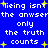 Blue background with white pixelated text repeating 'lying isn't the answer only the truth counts' and yellow starbursts scattered throughout.