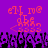 Pixelated red text and symbols on purple background with black pixel clusters at bottom, animated between two states.