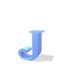 Animated contact sheet of a blue 3D letter J icon in various poses and orientations with drop shadows on white background.