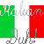 repeating square icons with red and green vertical stripes, overlaid by semi-transparent text reading 'Italian' and 'Bull!' in cursive script