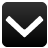 Black square icon with rounded corners containing a white downward-pointing chevron symbol on a dark gradient background.