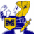 Pixelated knight icon with yellow shield and sword on blue background, text reads "We Are The Big Moe Moeller Crusaders".