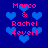 Blue background with blue heart shapes and pink text reading "Marco & Rachel 4ever!" in a pixelated style.