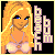 A 3x3 contact sheet of a pixel art animated icon featuring a blonde cartoon woman in a bikini top with blue eyes, pink text "beach bum" on the right side, and subtle animation changes across frames showing different eye positions and text color variations.