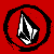 Red background with black circular outline containing white and gray flame-like shape, two small black stars, and pixelated text reading Free Skate.