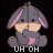 identical cartoon donkey icons with pink inner ears, gray body, and beige face, each displaying 'UH OH' text below
