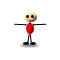 Pixelated stick figure with beige head, red torso, black limbs in various poses against white background.