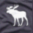 Animated sequence of a white moose silhouette on dark fabric background with 'IN LOVE' text below, showing subtle pixel changes across frames.