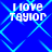 Blue background with light blue diamond pattern and white text "I LOVE TAYLOR" repeated four times in a layout