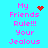 Pixelated text on cyan background with red heart and starburst symbols, animated changes in symbol positions and text layout across frames.