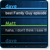 Static pixel art of a dark blue interface with horizontal colored bars and blurred text elements.