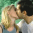 A 48x48 pixel animated buddy icon featuring a couple kissing on the left and green text "OriginalIcons.com" on the right, displayed as a contact sheet with two frames.