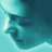 Pixelated teal and blue static icon with abstract facial features, no visible text or distinct objects.
